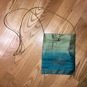 Silk bag ombré, gold tree of life detail